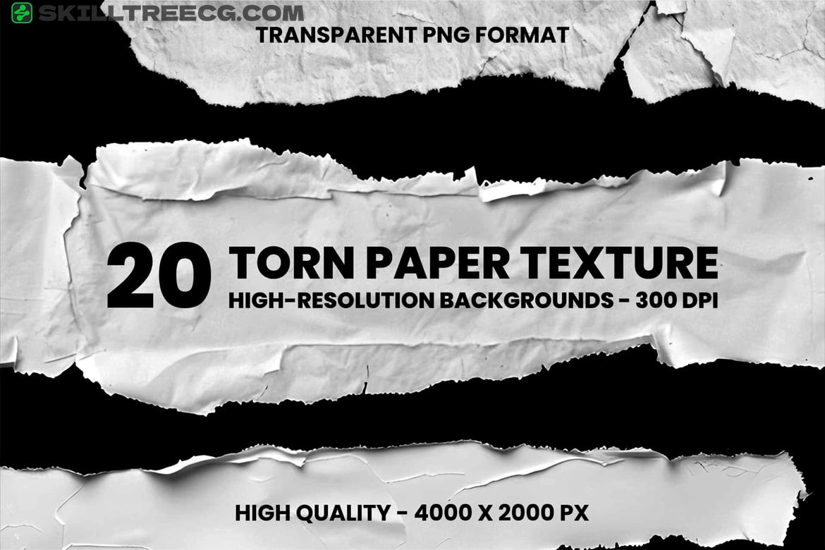 20 Torn Paper Texture Pack（077560）-技能树